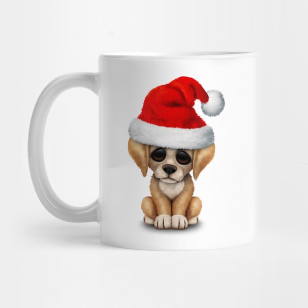 Golden Retriever Puppy Dog Wearing a Santa Hat by jeffbartels